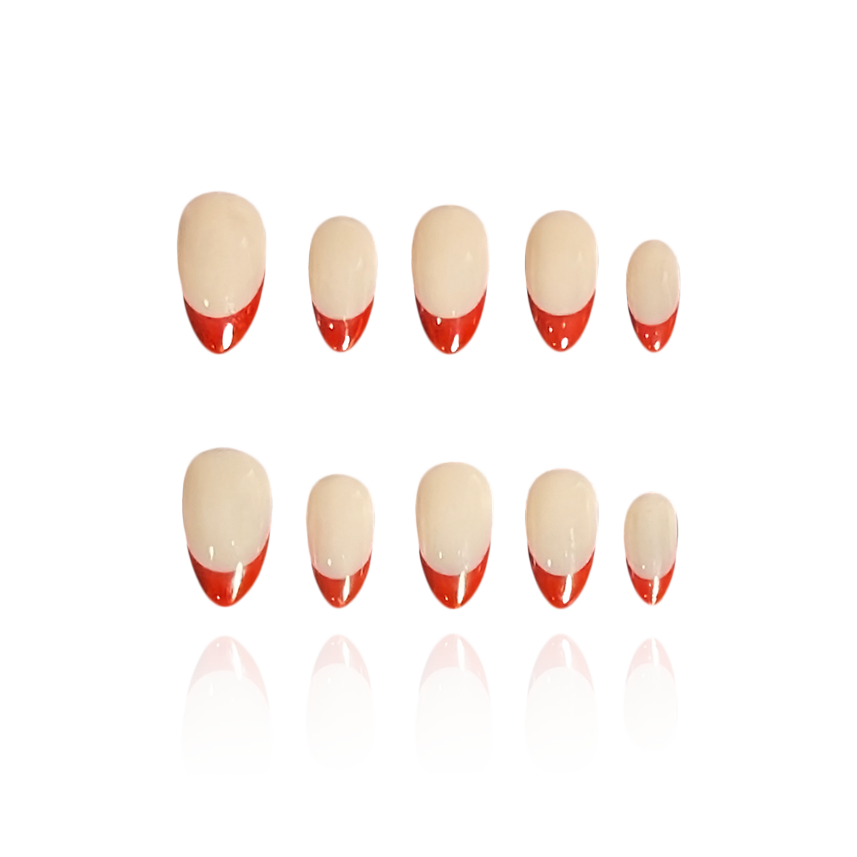 Little Cherry is a reusable handmade press-on nails set by Leme. Experience elegance with Little Cherry nails, featuring a short almond shape inspired by French design. Available in sophisticated red and nude shades, these high-quality nails offer a refined look perfect for any occasion.