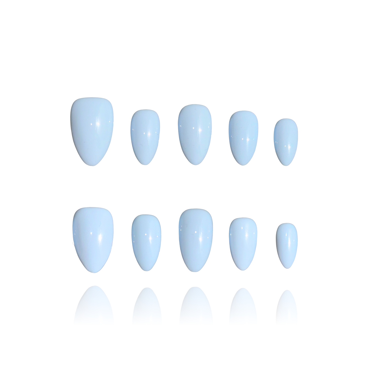 Blueberry is a reusable handmade press-on nails set by Leme. The set brings effortless elegance to your summer look. Crafted in a soft, dreamy baby blue with delicate macaron undertones, these high-quality nails feature various short shapes to suit every style and occasion. Each set is handmade for a premium finish that feels as luxurious as it looks. Perfect for those seeking a refined, understated aesthetic—reusable, comfortable, and ready to elevate your everyday beauty routine.