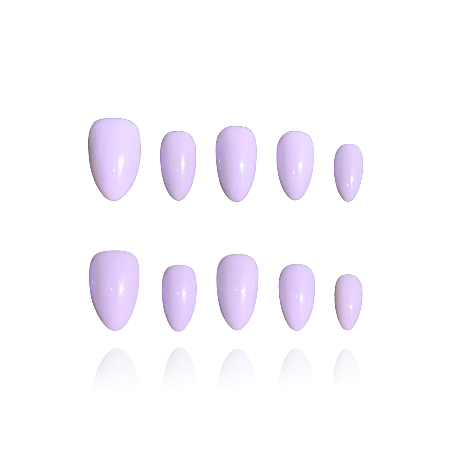 Fig is a reusable handmade press-on nails set by Leme. The set captures the essence of romantic elegance in a milky purple palette with soft macaron undertones. This reusable handmade press-on nail set features a curated selection of short shapes, each meticulously crafted to deliver a sophisticated, understated look. Perfect for those seeking a refined aesthetic that transitions effortlessly from day to evening. Handmade quality ensures durability and a premium finish that lasts through multiple applicatio