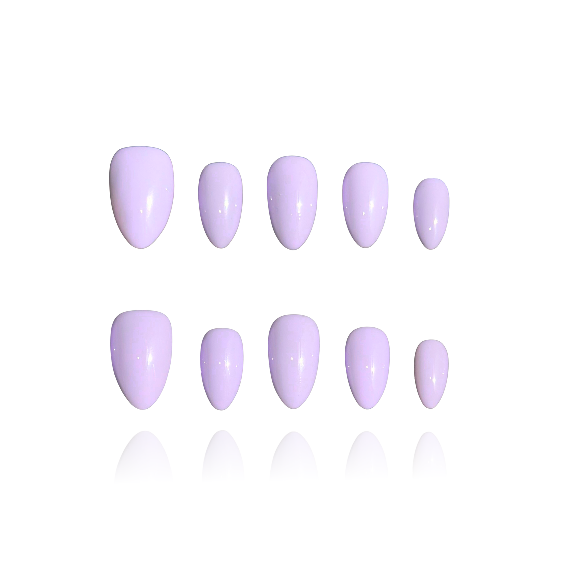 Fig is a reusable handmade press-on nails set by Leme. The set captures the essence of romantic elegance in a milky purple palette with soft macaron undertones. This reusable handmade press-on nail set features a curated selection of short shapes, each meticulously crafted to deliver a sophisticated, understated look. Perfect for those seeking a refined aesthetic that transitions effortlessly from day to evening. Handmade quality ensures durability and a premium finish that lasts through multiple applicatio