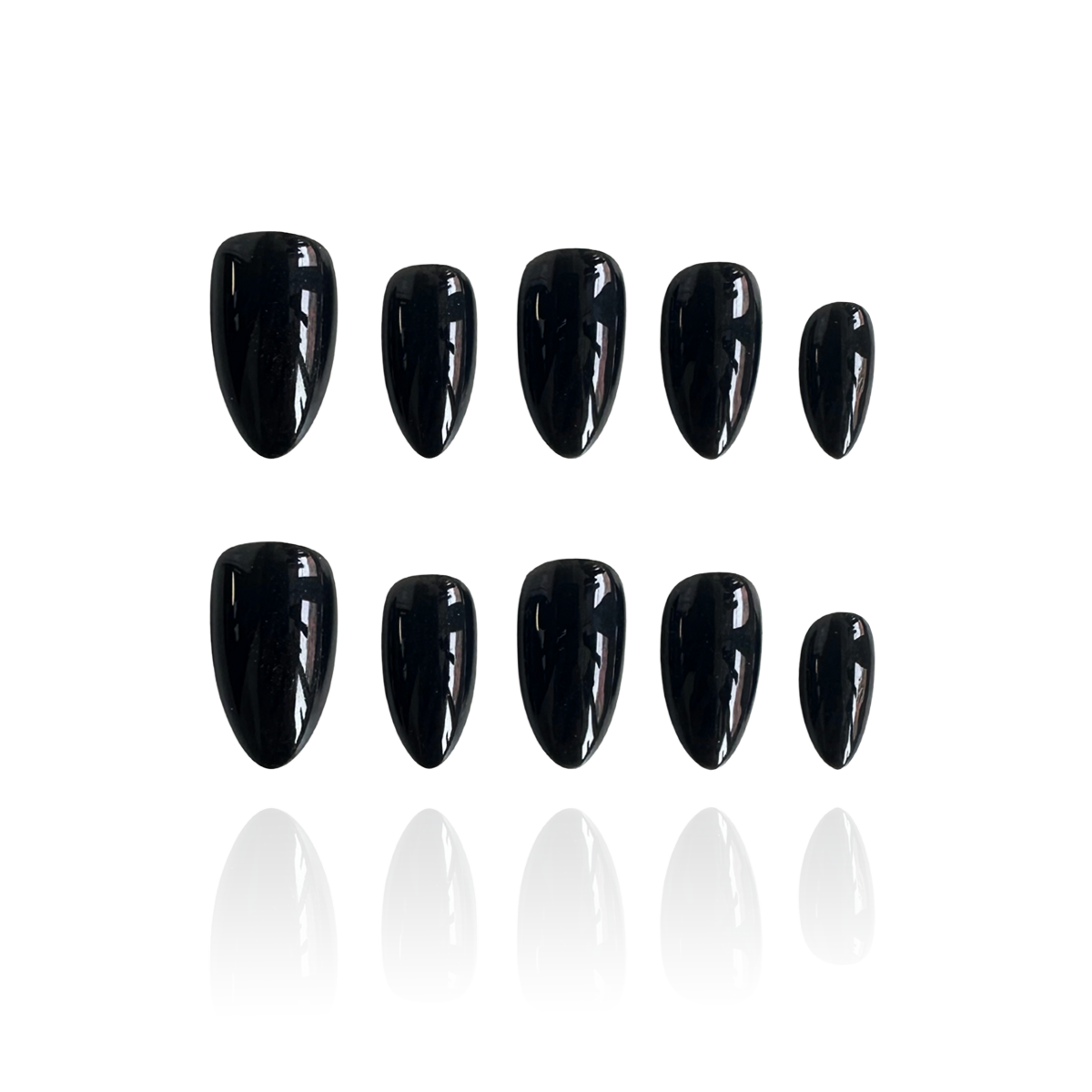 Why Kill is a reusable handmade press-on nails set by Leme, crafted in sleek black with various shapes and lengths to suit your style. Handcrafted with meticulous attention to detail, Why Kill delivers salon-quality results at home. Each nail is individually finished to exacting standards, ensuring a flawless fit and professional appearance every time you wear them. 