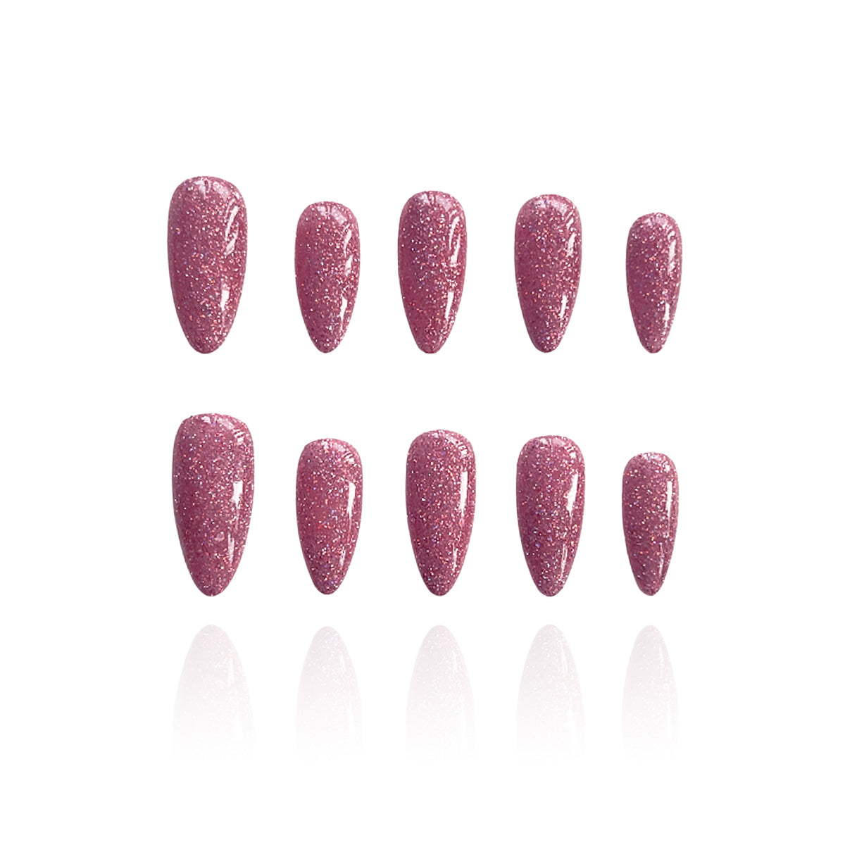 XOXO is a reusable handmade press-on nails set by Leme. Elevate your Valentine's Day look with these exquisite medium almond-shaped nails, expertly crafted with sophisticated light pink glitter. Each nail showcases premium quality materials and meticulous attention to detail, delivering a refined aesthetic that captures romance and elegance. The delicate glitter infusion adds subtle sparkle without overwhelming, making them perfect for both intimate celebrations and special occasions. Whether you're dressin